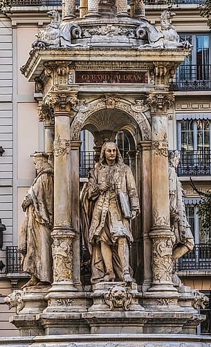 Gerard Audran Statue, Jacobins Fountain, Place Des Jacobins, Lyon, France. Art Print